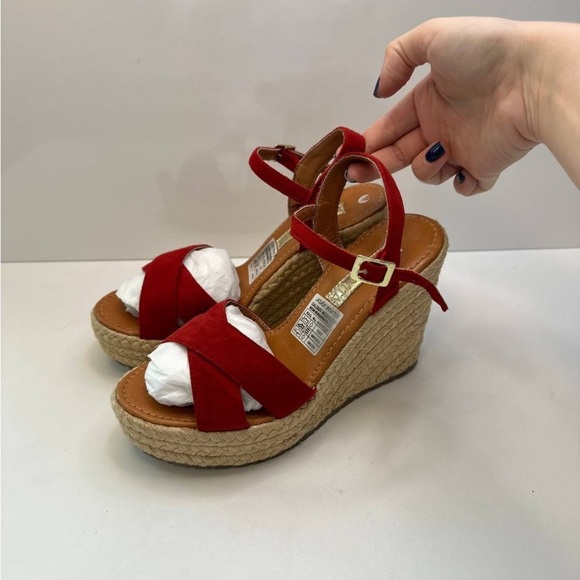 Nina Bonita Red Suede Espadrille Wedge Sandals – Women’s Size 6.5 Made in Brazil - Picture 2 of 6